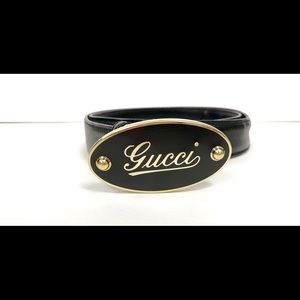 Gucci Black Belt with Black & Gold Logo Buckle